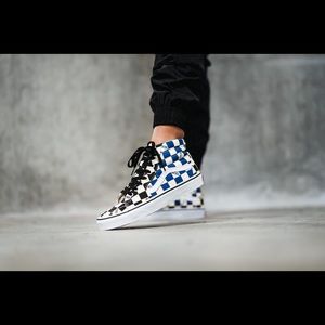 VANS SK8-HI Big Check BLACK / NAVY SZ 10.5/M